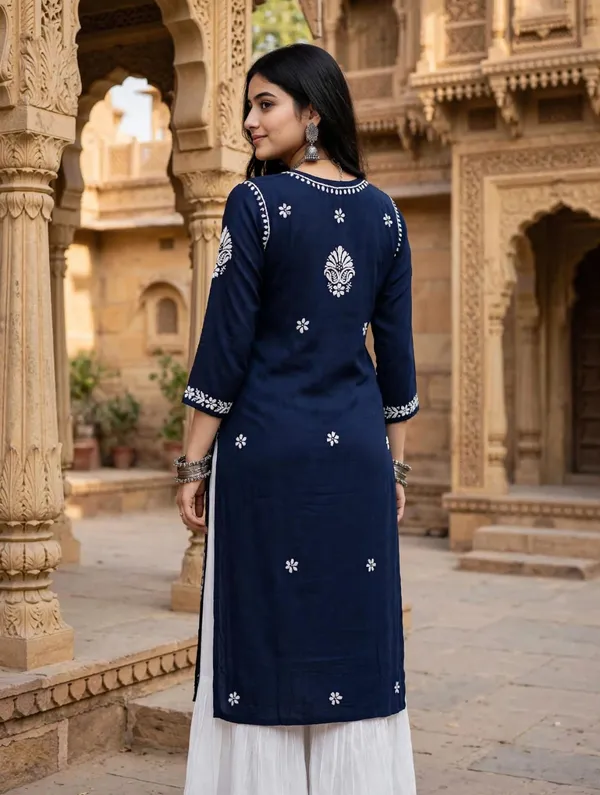 Falaq_Hand_Work_Fine_Chikankari_Straight_Kurti_For_Women