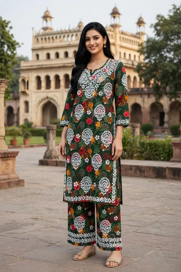 Haseen_Mulmul_Cotton_Floral_Print_Embroidered_Kurti_Palazzo_Set_For_Women