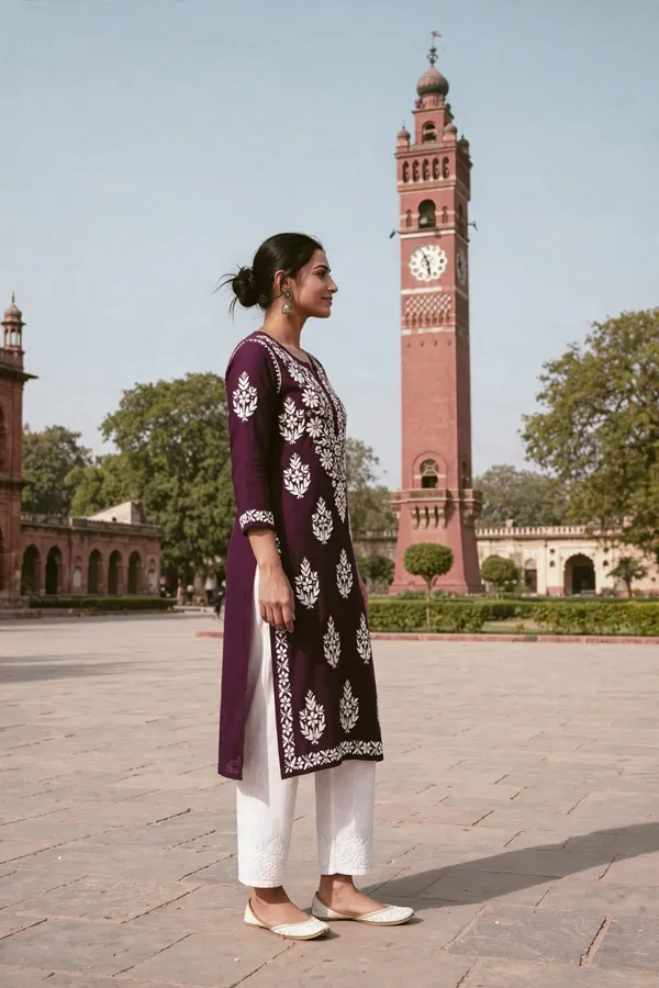 Falaq_Hand_Work_Fine_Chikankari_Straight_Kurti_For_Women