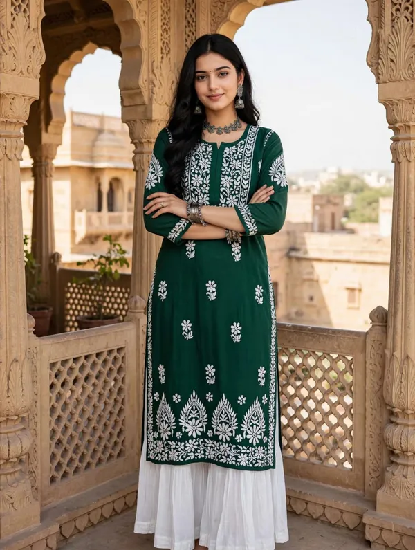 Prisha_Hand_Work_Fine_Chikankari_Straight_Kurti_For_Women