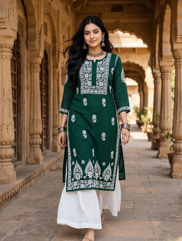 Prisha_Hand_Work_Fine_Chikankari_Straight_Kurti_For_Women