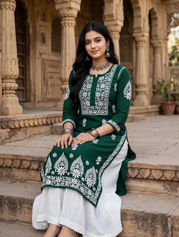 Prisha_Hand_Work_Fine_Chikankari_Straight_Kurti_For_Women
