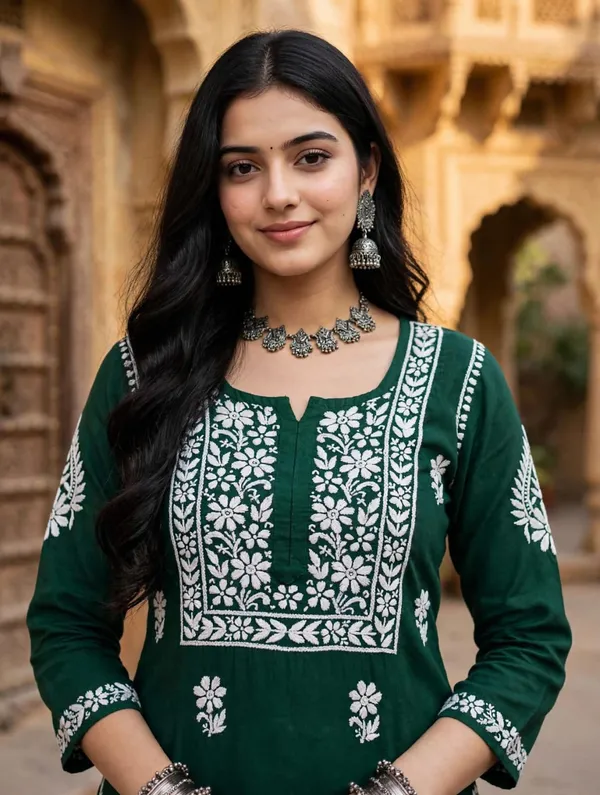 Prisha_Hand_Work_Fine_Chikankari_Straight_Kurti_For_Women