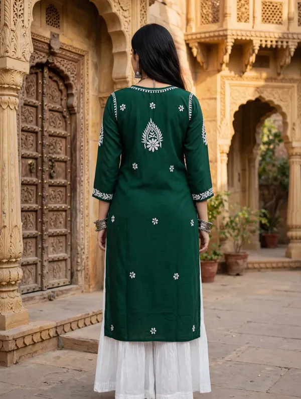 Prisha_Hand_Work_Fine_Chikankari_Straight_Kurti_For_Women