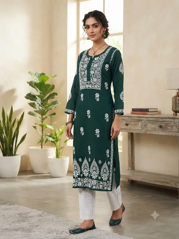 Prisha_Hand_Work_Fine_Chikankari_Straight_Kurti_For_Women