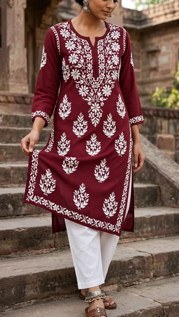 Vaidehi_Hand_Work_Fine_Chikankari_Straight_Kurti_For_Women