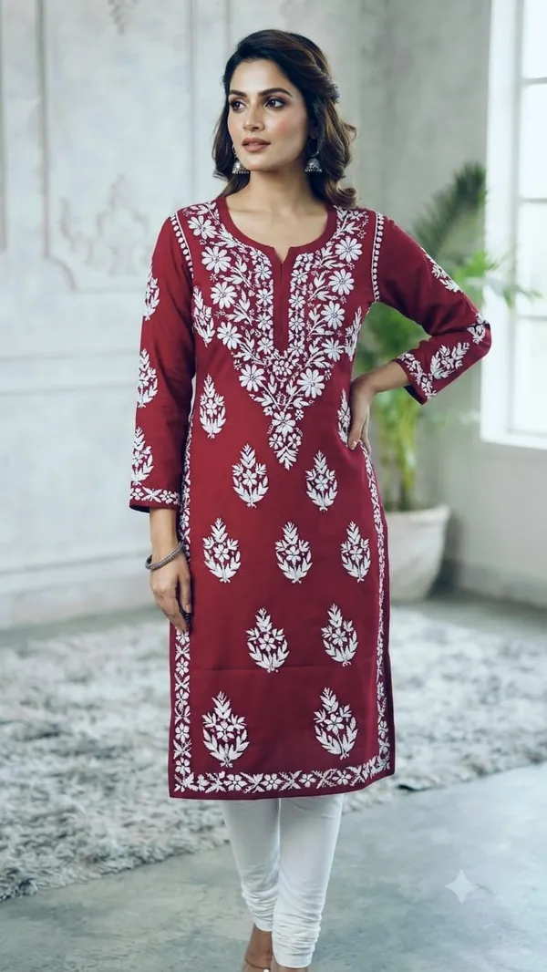 Vaidehi_Hand_Work_Fine_Chikankari_Straight_Kurti_For_Women
