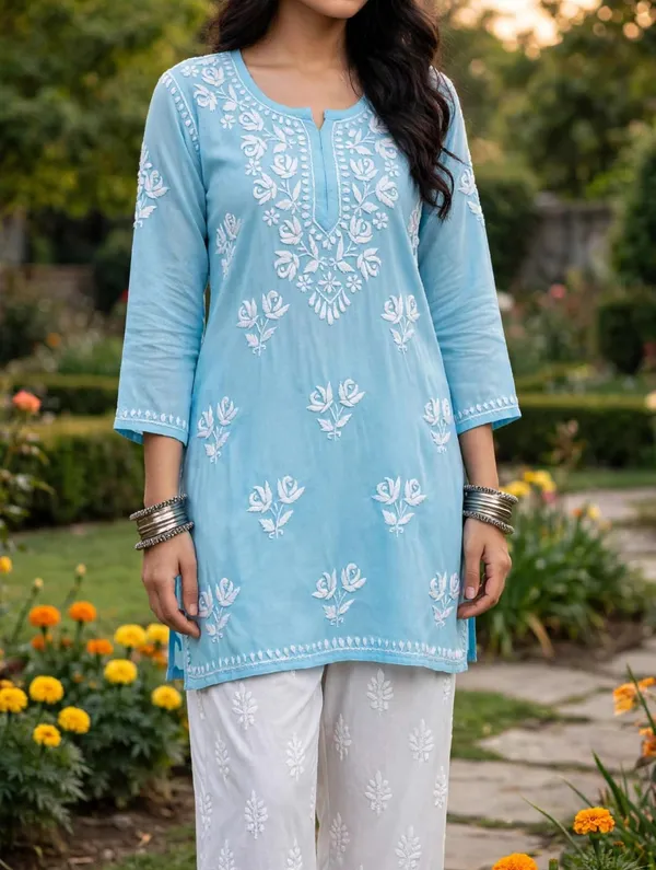 Tara_Hand_Work_Fine_Chikankari_Straight_Short_Top_For_Women