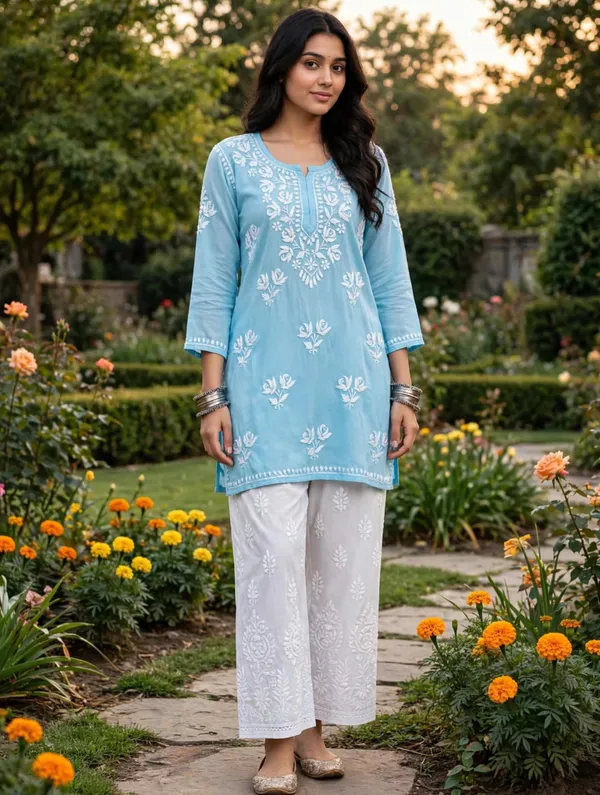 Tara_Hand_Work_Fine_Chikankari_Straight_Short_Top_For_Women
