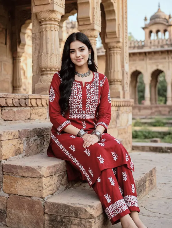 Ishita_Cotton_Hand_Embroidered_Straight_Kurti_Pant_Set_For_Women