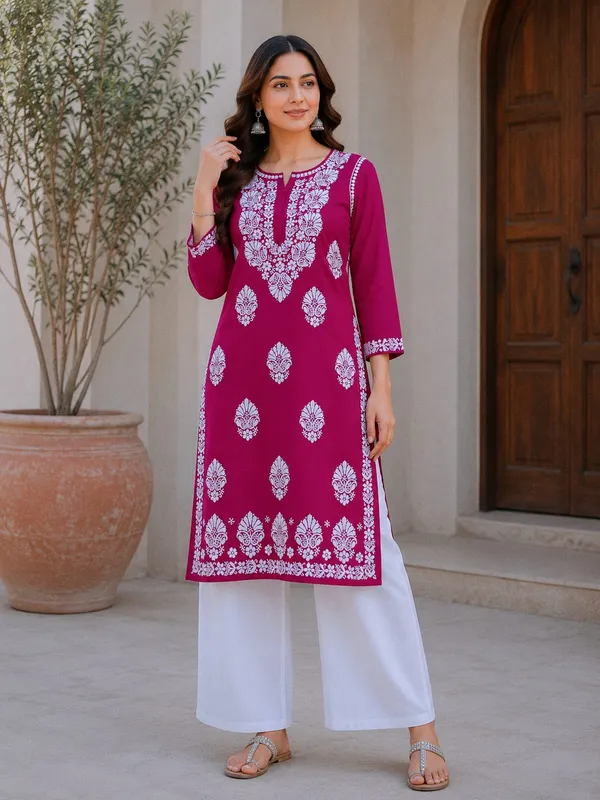 Kashvi_Hand_Work_Fine_Chikankari_Straight_Kurti_For_Women
