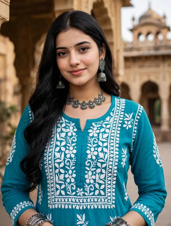 Vedika_Cotton_Hand_Embroidered_Straight_Kurti_Pant_Set_For_Women