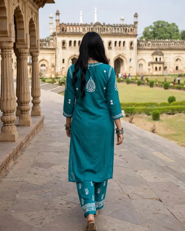 Vedika_Cotton_Hand_Embroidered_Straight_Kurti_Pant_Set_For_Women