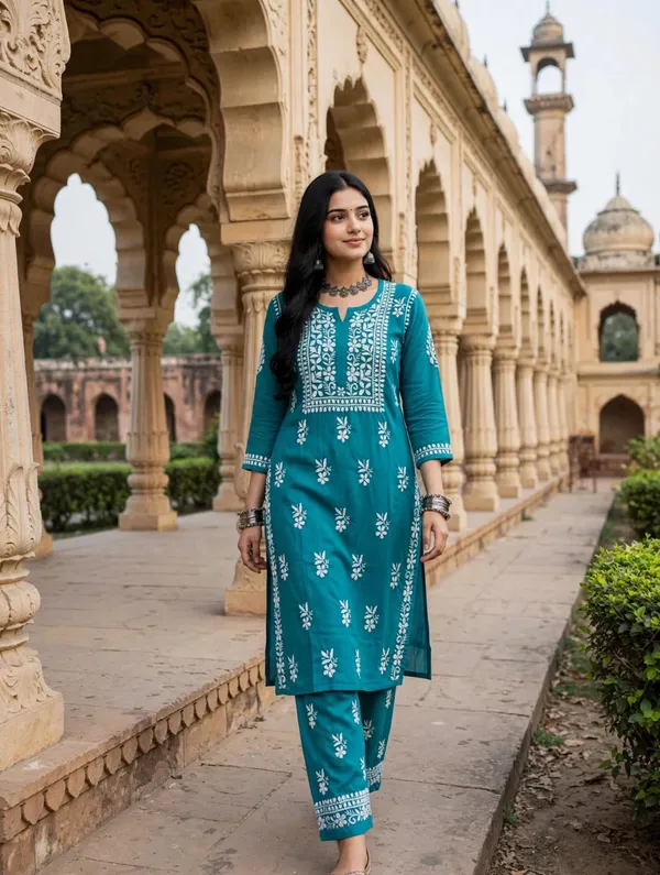 Vedika_Cotton_Hand_Embroidered_Straight_Kurti_Pant_Set_For_Women