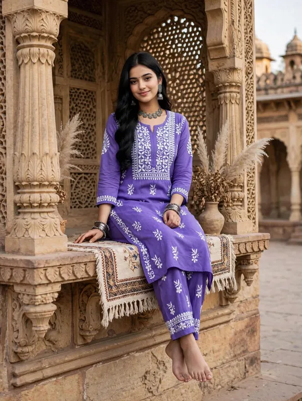 Siya_Hand_Work_Fine_Chikankari_Straight_Pant_Set_For_Women