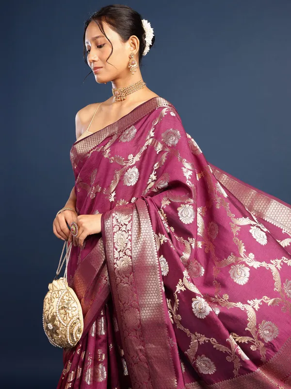 Wine_Pure_Silk_Saree_For_Women