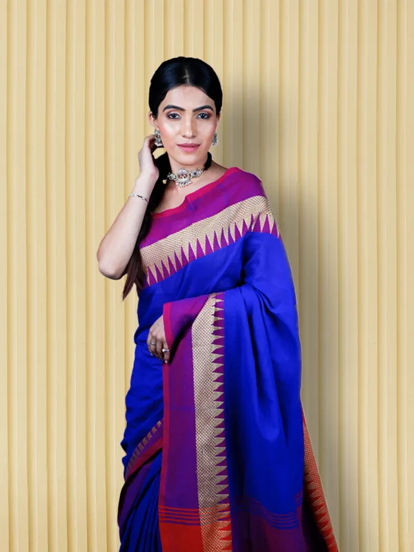 Blue_Cotton_Hand_Woven_Saree_For_Women