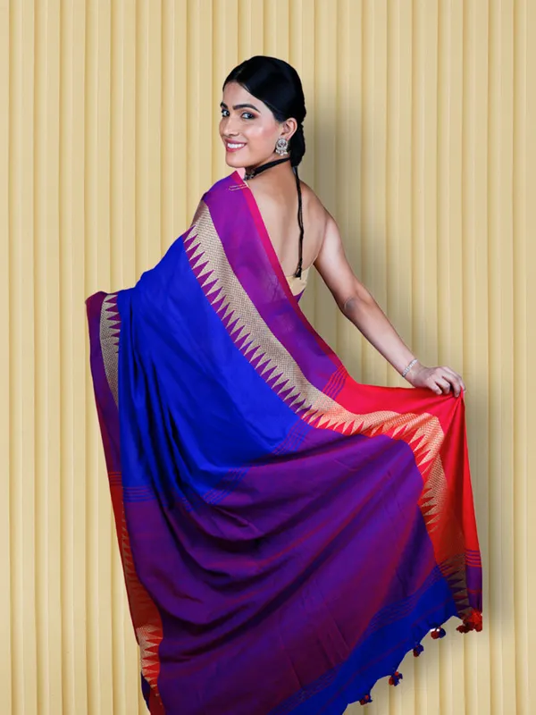 Blue_Cotton_Hand_Woven_Saree_For_Women
