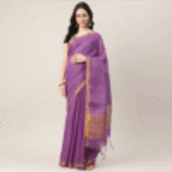 Royal_Purple_Tissue_Linen_Hand_Woven_Saree_For_Women