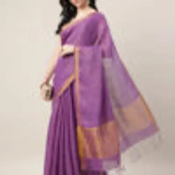 Royal_Purple_Tissue_Linen_Hand_Woven_Saree_For_Women