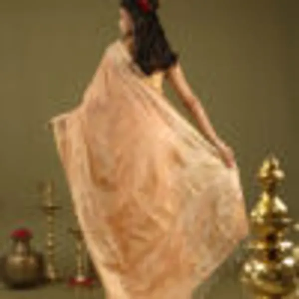 Peach_Tissue_Cotton_Hand_Woven_Saree_For_Women