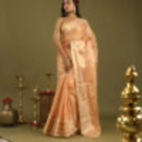 Peach_Tissue_Cotton_Hand_Woven_Saree_For_Women