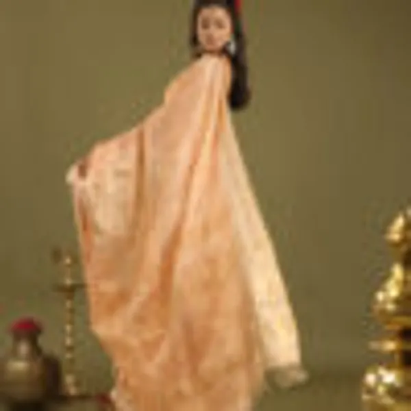 Peach_Tissue_Cotton_Hand_Woven_Saree_For_Women