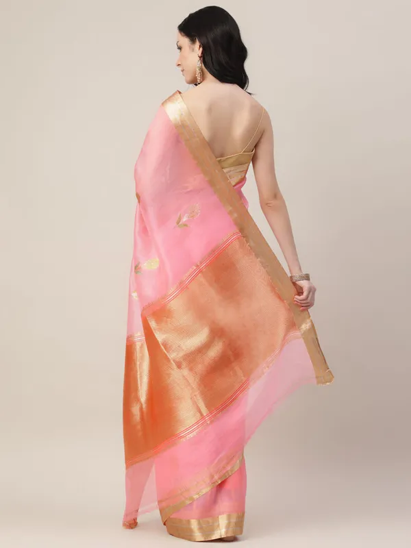 Pink_Pure_Organza_Silk_Hand_Woven_Saree_For_Women