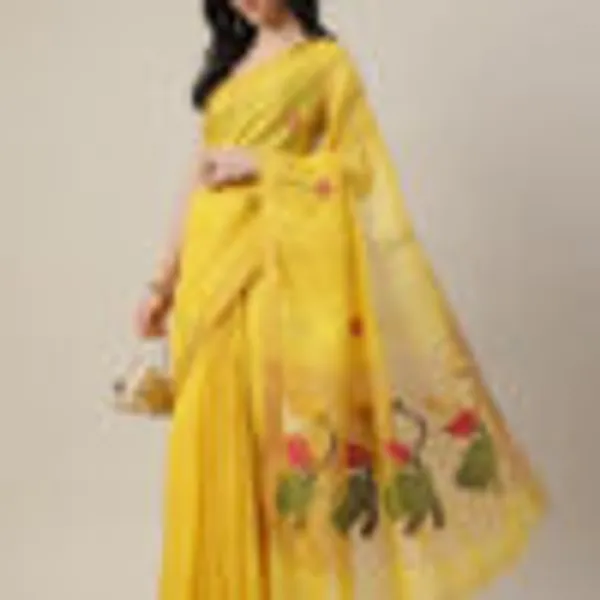 Yellow_Pure_Linen__HandWoven_Saree_For_Women