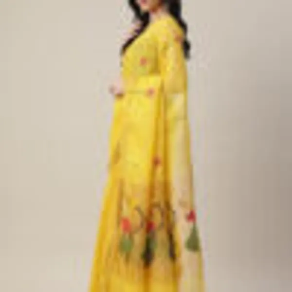 Yellow_Pure_Linen__HandWoven_Saree_For_Women