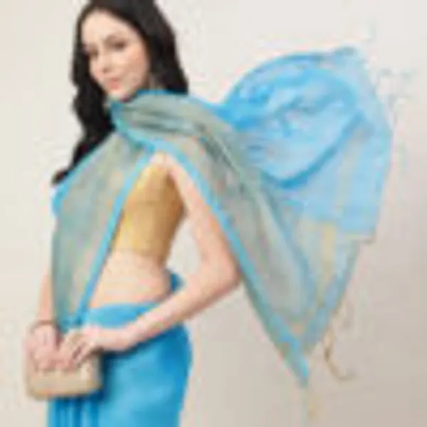Firozi_Blue_Linen_Hand_Woven_Saree_For_Women