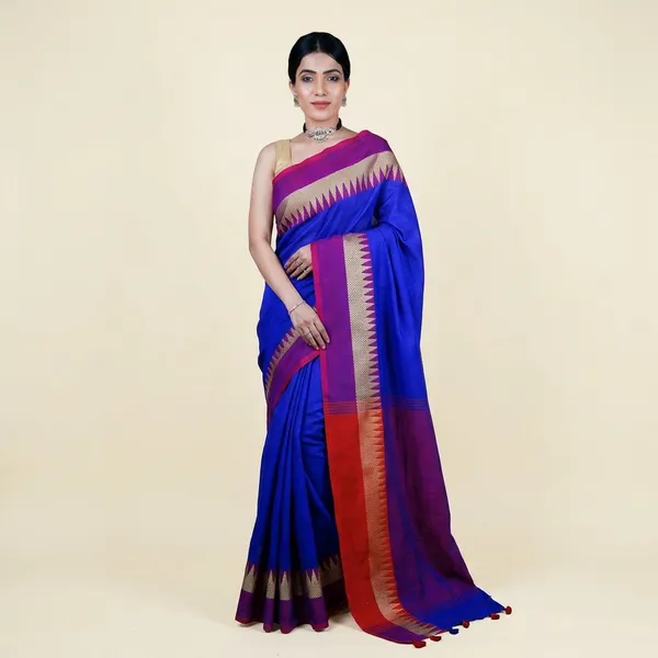 Blue_Cotton_Hand_Woven_Saree_For_Women