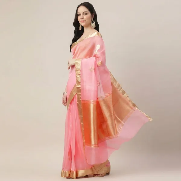 Pink_Pure_Organza_Silk_Hand_Woven_Saree_For_Women