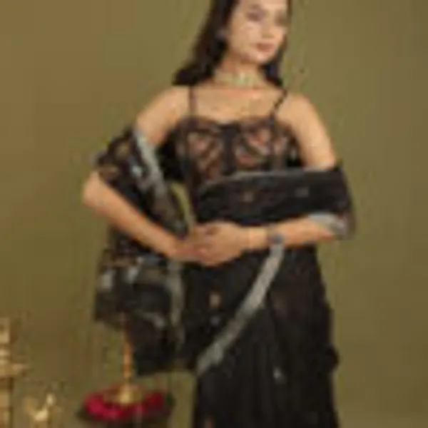 Black_Pure_Silk_Pure_Linen_Hand_Woven_Saree_For_Women