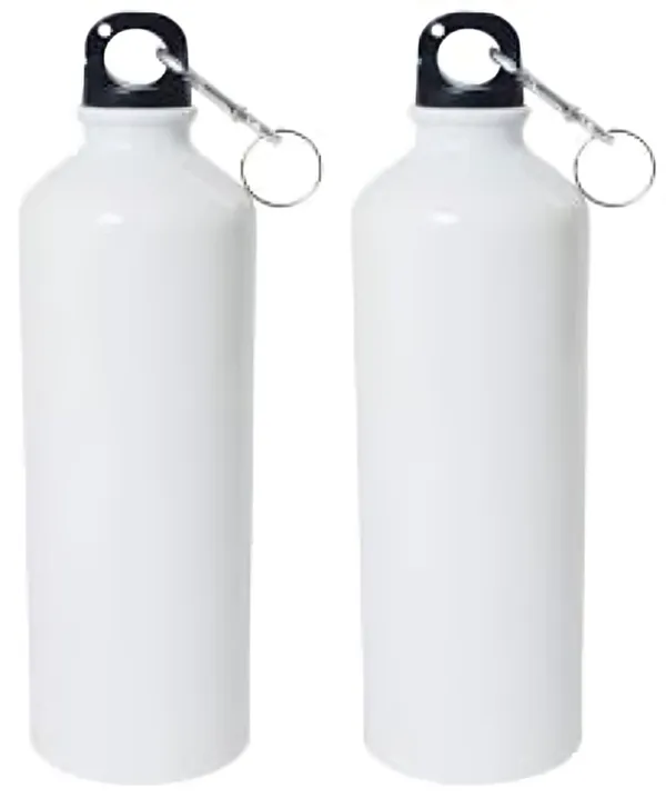 White_Aluminum_Sports_Water_Bottle_With_Carabiner_750Ml_Can_Be_Customised_With_Photos,_Logos,_Mesages