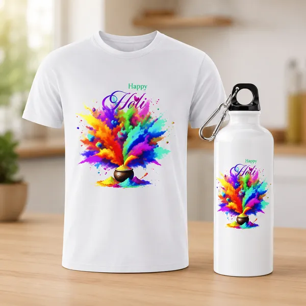 Polyester_Tshirt_And_Sports_Water_Bottle_Combo_Set