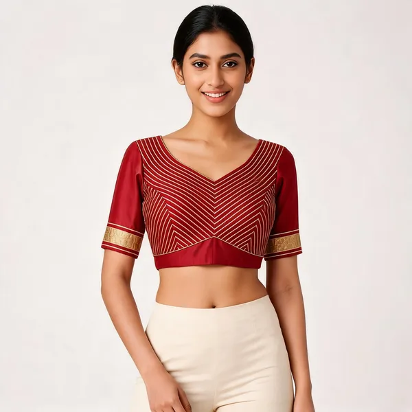 Maroon_Silk_Chevron_Gota_Embroidered_Blouse_For_Women