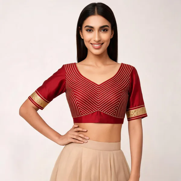 Maroon_Silk_Chevron_Gota_Embroidered_Blouse_For_Women