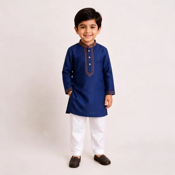 Blue_South_Cotton_Embroidered_Kurta_Pajama_Set_For_Boys