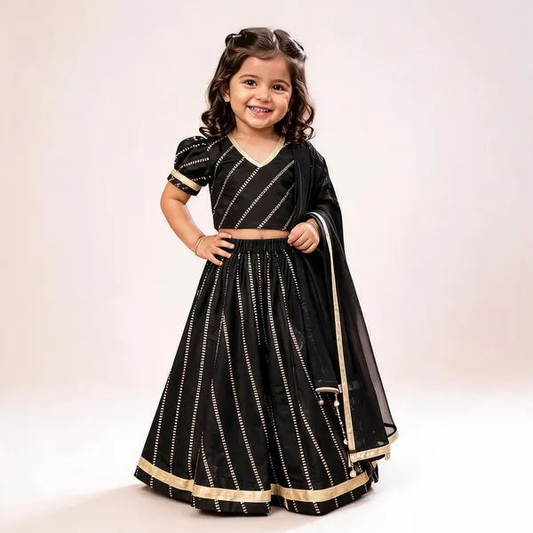 Black_Silk_Embellished_Lehenga_Choli_Set_For_Girls