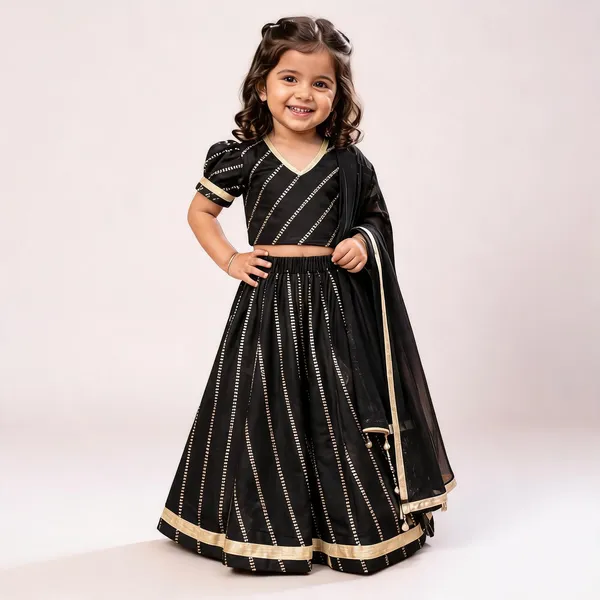 Black_Silk_Embellished_Lehenga_Choli_Set_For_Girls