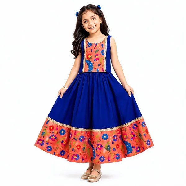 Blue_Silk_Sleeveless_Floral_Print_Anarkali_For_Girls