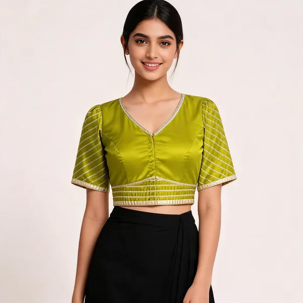 Olive_Green_Silk_Gota_Patti_Embellished_Blouse_For_Women