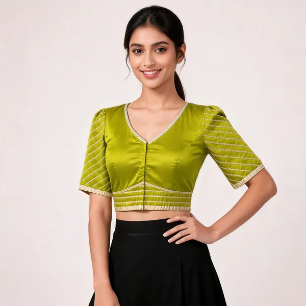 Olive_Green_Silk_Gota_Patti_Embellished_Blouse_For_Women