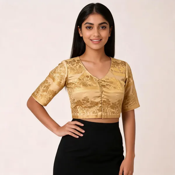 Golden_Brocade_Self-Design_Blouse_For_Women