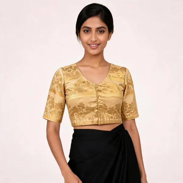 Golden_Brocade_Self-Design_Blouse_For_Women