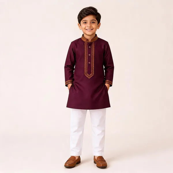 Purple_South_Cotton_Embroidered_Kurta_Pajama_Set_For_Boys