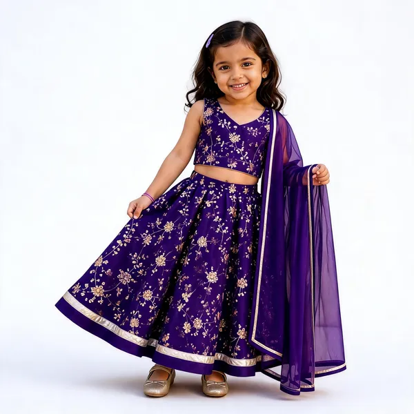 Purple_Embroidered_Silk_Flared_Lehenga_Choli_Set_For_Girls