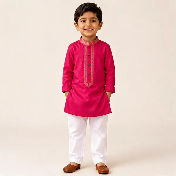 Pink_South_Cotton_Embroidered_Kurta_Pajama_Set_For_Boys