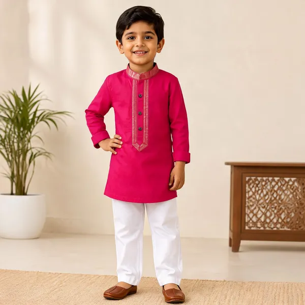 Pink_South_Cotton_Embroidered_Kurta_Pajama_Set_For_Boys
